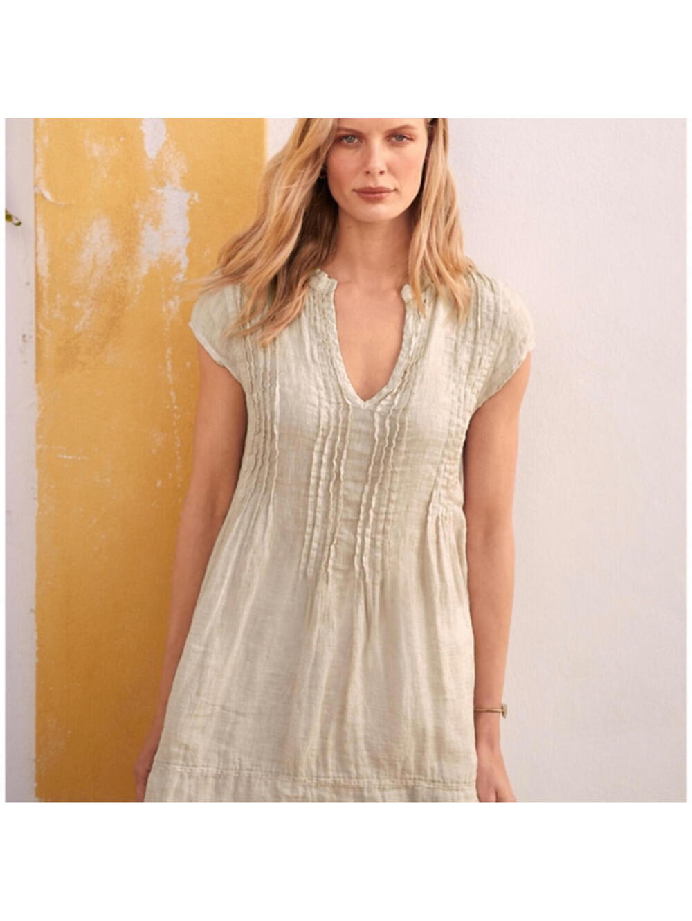 Free People x CP Shades Regina Linen Tunic Dress Mint Green Coastal Boho
